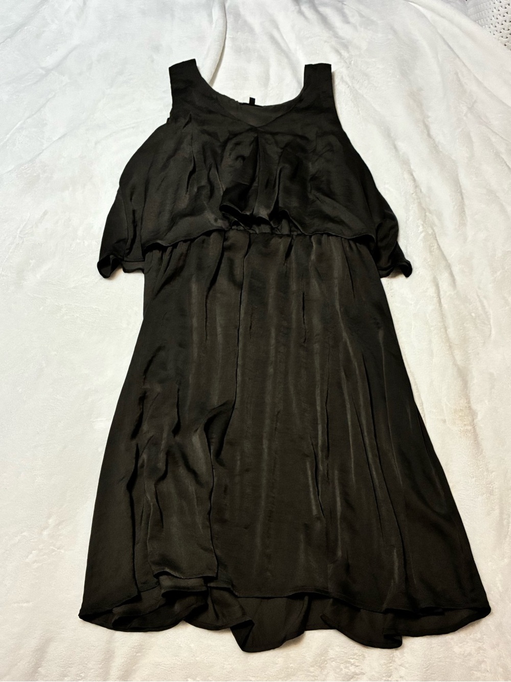 BOBBEAU BLACK SLEEVELESS MIDI DRESS WITH LAYERED BODICE